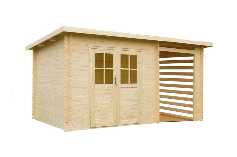 Abri de jardin bois Katy – 4,44 + 3 m² – Neuf – DESTOCKAGE