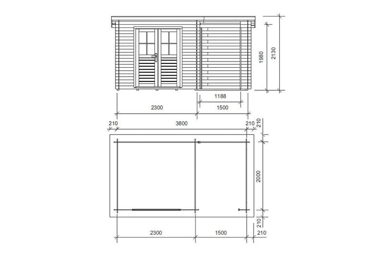 Abri de jardin bois Katy – 4,44 + 3 m² – Neuf – DESTOCKAGE