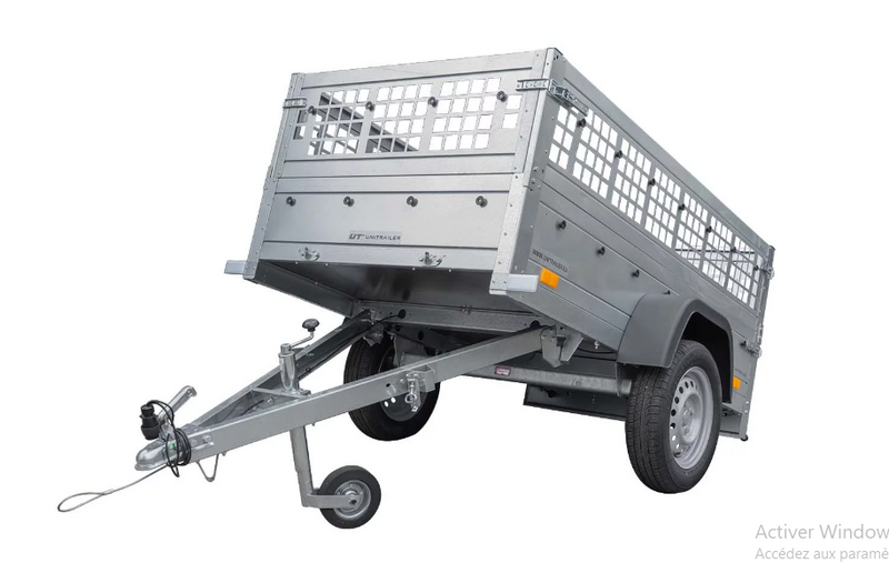 Top remorque garden trailer 200 kipp avec rehausses grillagées et roue jockey – Neuve – DESTOCKAGE